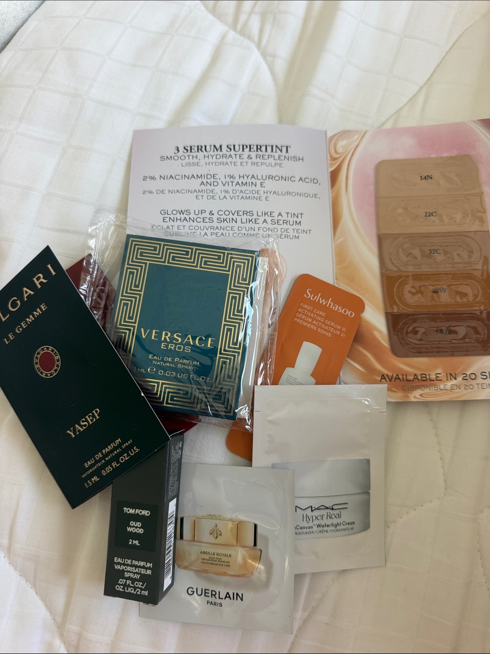 Skincare product samples